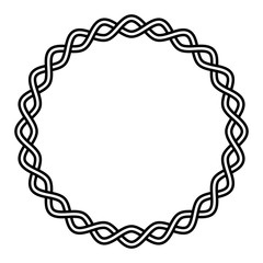 Poster - Round frame braided cable, wavy intersecting lines in circle, vector vignette pattern decoration, ornament