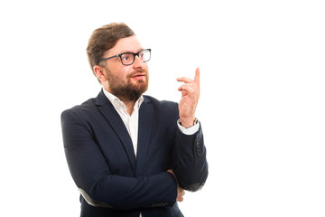 Wall Mural - Portrait of business man showing got idea gesture.