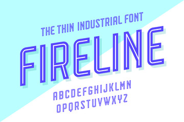 Wall Mural - Alphabet and font Fire Line. Bold, regular and medium uppercase letters. Strong trendy industrial inline condensed font for creative design, advertising, typographic. Vector Illustration