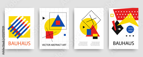 Cuadros en Lienzo Retro geometric bauhaus, memphis covers templates set