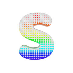 Aufkleber - Alphabet letter S uppercase. Rainbow halftone font made of cotton texture. 3D render isolated on white background.
