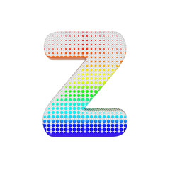 Aufkleber - Alphabet letter Z uppercase. Rainbow halftone font made of cotton texture. 3D render isolated on white background.