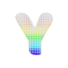 Aufkleber - Alphabet letter Y uppercase. Rainbow halftone font made of cotton texture. 3D render isolated on white background.