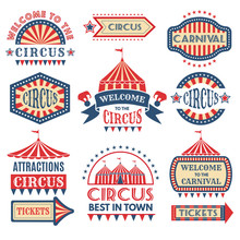 Carnival Event Logotypes Template. Vector Badges Set Isolate