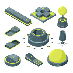 Wall Mural - UI 3D buttons. Isometric pictures of various buttons