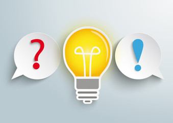 Wall Mural - 2 speech bubbles question bulb answer