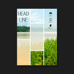 Wall Mural -  Modern Style Tiled Flyer or Cover Design for Your Business with Riverside Image - Applicable for Reports, Presentations, Placards, Posters, Travel Guides 