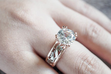 Woman Hand With Jewelry Diamond Ring On Finger