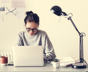 Sticker - Woman using computer laptop