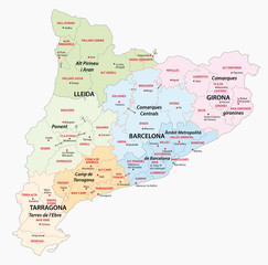 Wall Mural - Catalonia administrative and political vector map