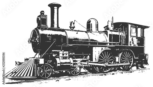 Cuadros en Lienzo steam locomotive railway #vector #isolated - Lokomotive Lok