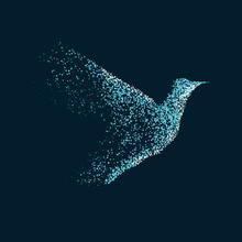 Vector Blue Bird Made From Round Parcicles.