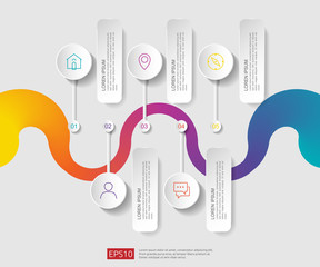 Poster - 5 steps infographic. timeline design template with 3D paper label, integrated circles. Business concept with options. For content, diagram, flowchart, steps, parts, workflow layout, chart