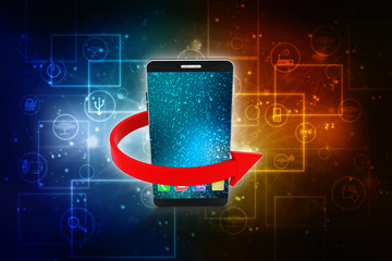 Poster - 3d rendering mobile phone with arrow
