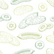 Cucumber graphic green color sketch seamless pattern background illustration vector