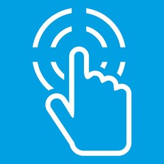 Poster - Click icon white isolated on blue background vector illustration