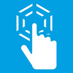 Poster - Click icon white isolated on blue background vector illustration