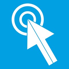 Poster - Click icon white isolated on blue background vector illustration