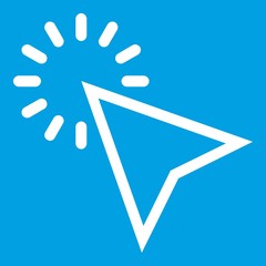 Poster - Click icon white isolated on blue background vector illustration