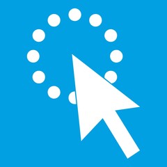 Poster - Click icon white isolated on blue background vector illustration