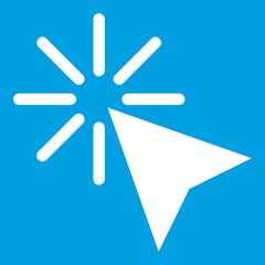 Poster - Click icon white isolated on blue background vector illustration