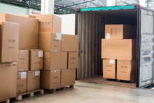 The Cartons With Loading Out Of Container