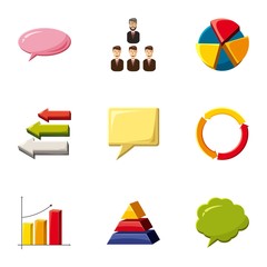 Poster - Business infographic icons set. Cartoon set of 9 business infographic vector icons for web isolated on white background