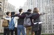 © Blue Jean Images - Rear view of abroad students on campus