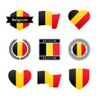 Belgian flag and other national symbols. Kingdom of Belgium