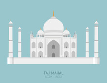 Modern Design Poster With Colorful Background Of Taj Mahal (Agra, India). Vector Illustration