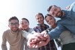© ASDF - College Students Teamwork Stacking Hand Concept