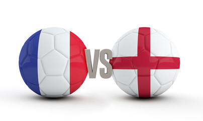 England versus France soccer match. 3D Rendering