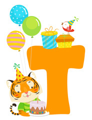 Poster - Tiger Birthday Alphabet Illustration