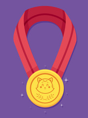 Wall Mural - Cat Medal Illustration