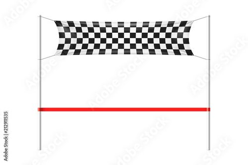 Cuadros en Lienzo Checkered finish line banner with red ribbon