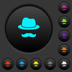 Sticker - Incognito with mustache dark push buttons with color icons