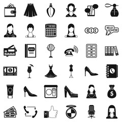 Wall Mural - Businesswoman icons set. Simple style of 36 businesswoman vector icons for web isolated on white background