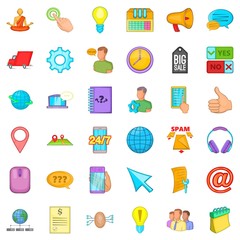 Poster - Call center icons set. Cartoon style of 36 call center vector icons for web isolated on white background