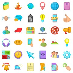 Poster - Calling phone icons set. Cartoon style of 36 calling phone vector icons for web isolated on white background