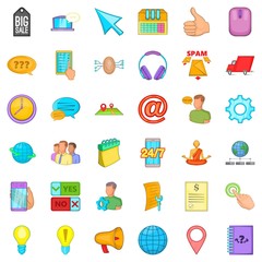 Poster - Consultation on phone icons set. Cartoon style of 36 consultation on phone vector icons for web isolated on white background