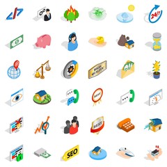 Poster - Consultation icons set. Isometric style of 36 consultation vector icons for web isolated on white background