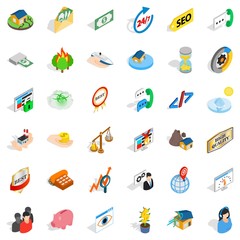 Poster - Hot line icons set. Isometric style of 36 hot line vector icons for web isolated on white background
