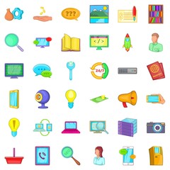 Poster - Call service icons set. Cartoon style of 36 call service vector icons for web isolated on white background