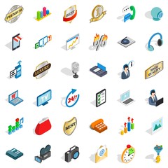 Poster - Support service icons set. Isometric style of 36 support service vector icons for web isolated on white background