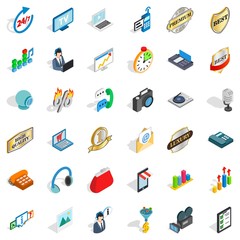 Poster - Its support icons set. Isometric style of 36 its support vector icons for web isolated on white background