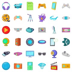 Poster - Camera film icons set. Cartoon style of 36 camera film vector icons for web isolated on white background