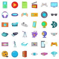 Poster - Screen film icons set. Cartoon style of 36 screen film vector icons for web isolated on white background
