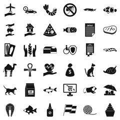 Poster - Cat life icons set. Simple style of 36 cat life vector icons for web isolated on white background