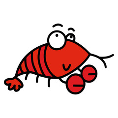 Wall Mural - Shrimp cartoon illustration isolated on white background for children color book