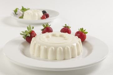 Almond Gelatin Beautifully presented white almond gelatin